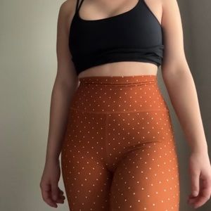 Burnt Orange Polka Dot Leggings Spandex WeWoreWhat